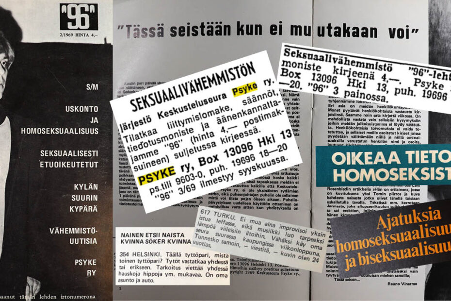 Leikkeitä 96-lehdestä ja Helsingin Sanomista vuosilta 1969-1971.